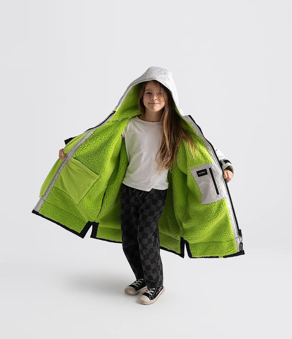 Dryrobe® Anthracite Lime Advance Kids Long Sleeve