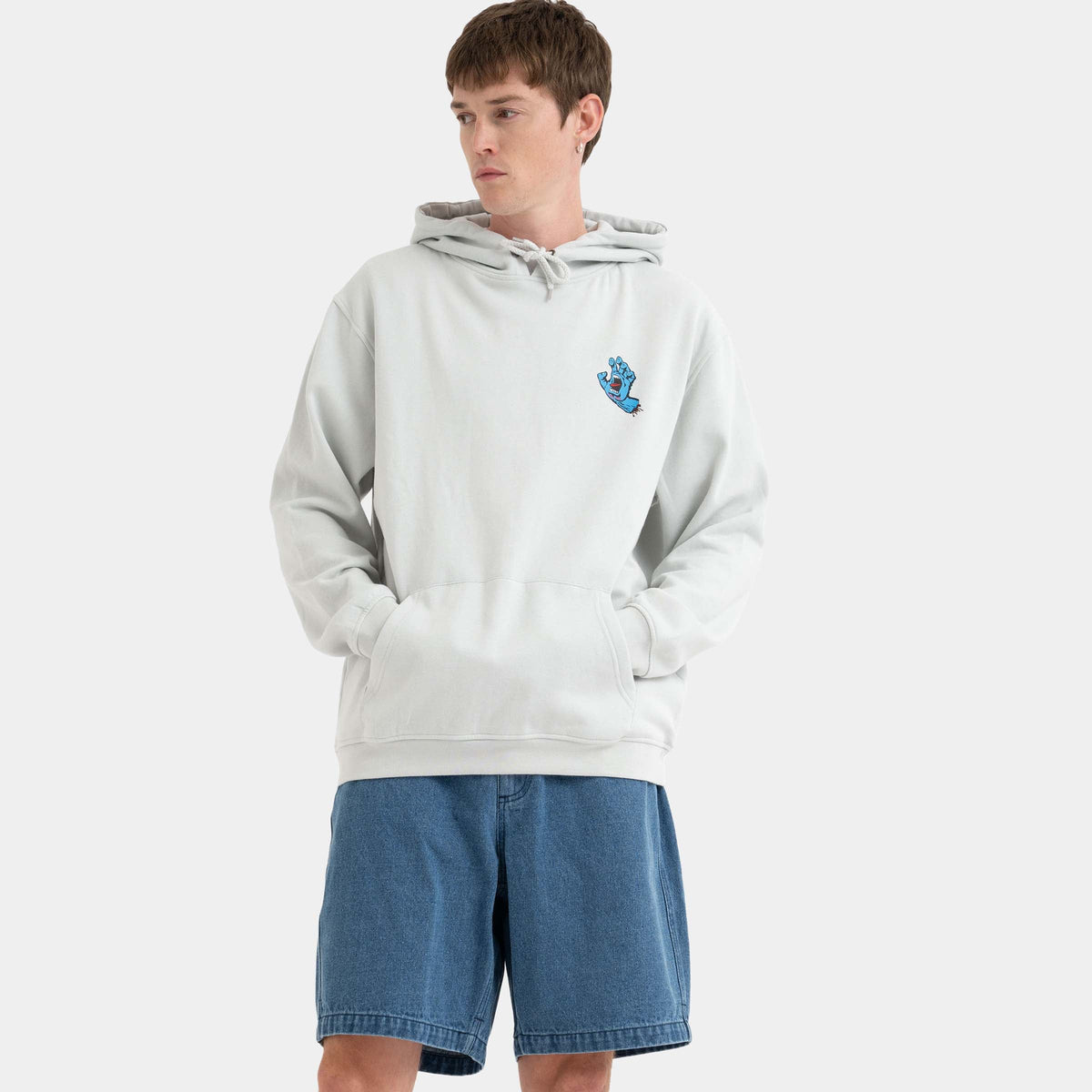 Santa Cruz Screaming Hand Chest Hoodie - Mist