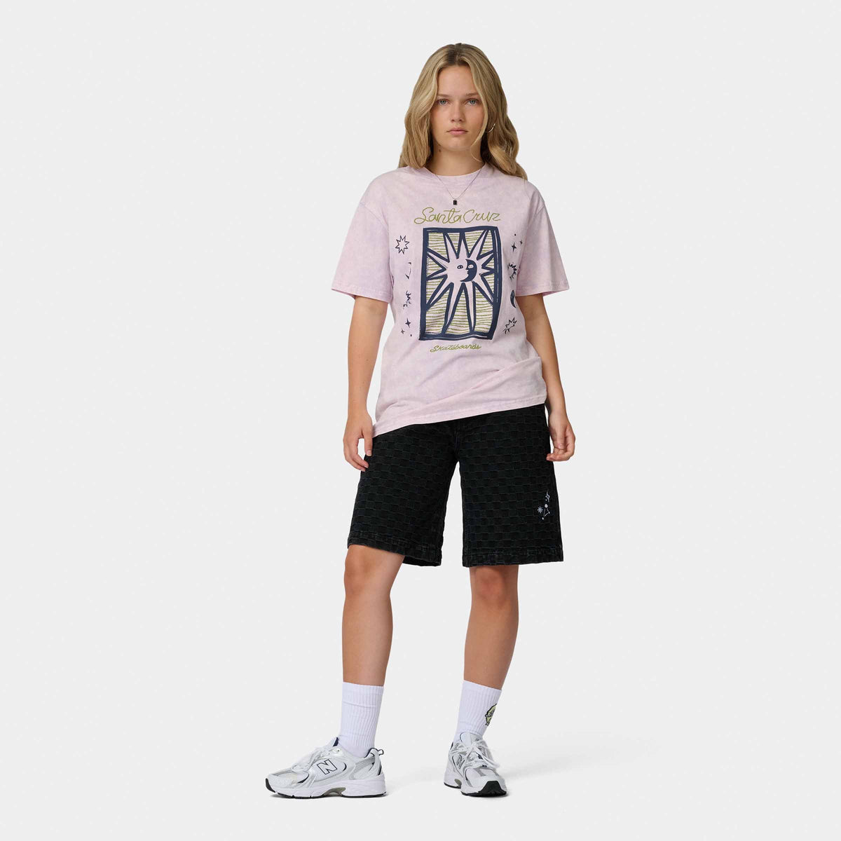 Santa Cruz Sun Stamp Script T-Shirt - Lilac Acid Wash