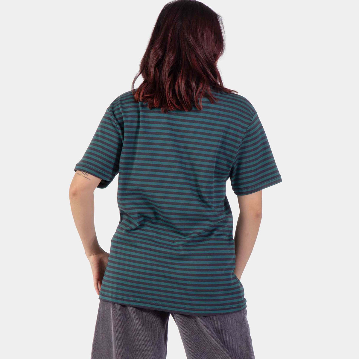 Santa Cruz Strip Emb T-Shirt - Deep Sea Black Wash Stripe