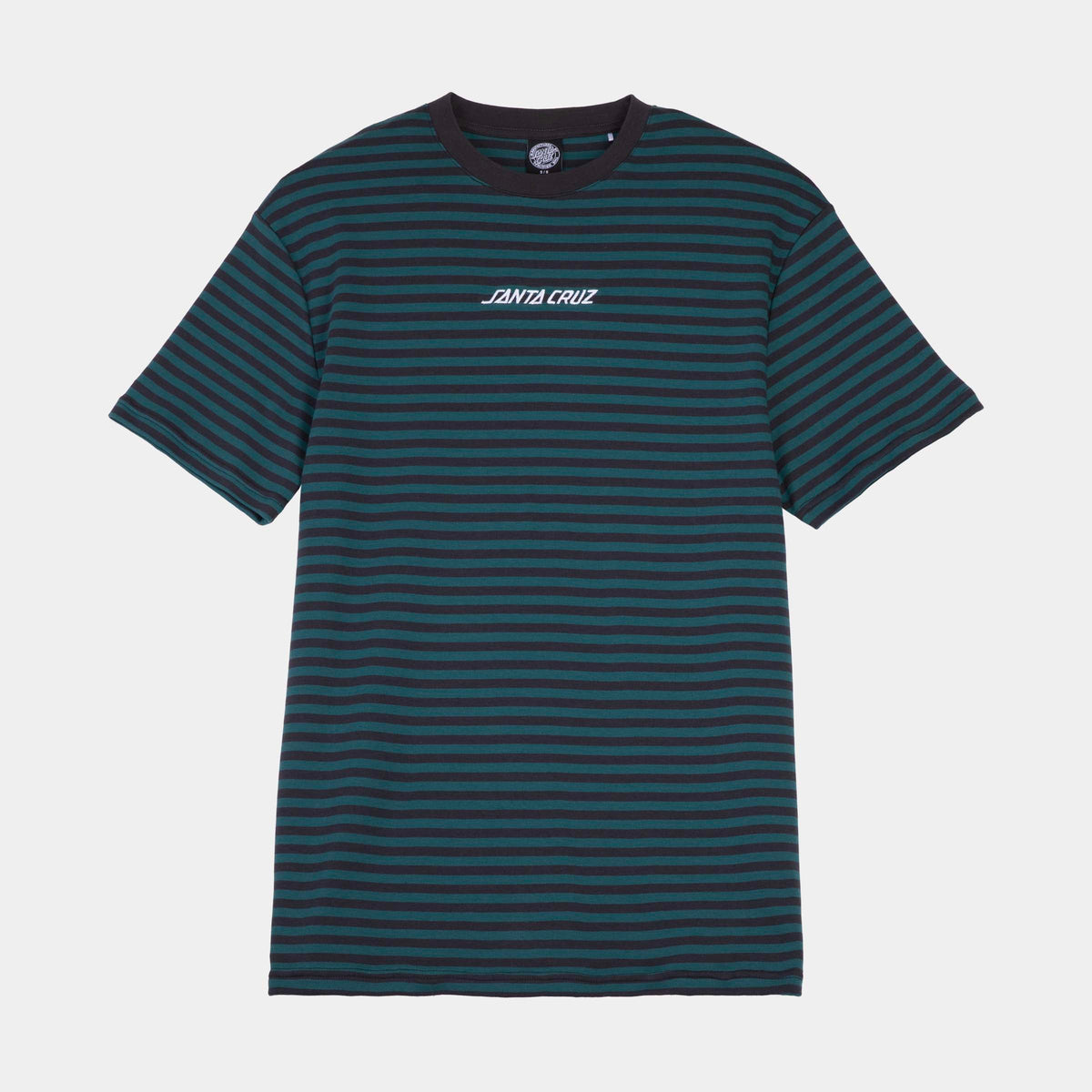 Santa Cruz Strip Emb T-Shirt - Deep Sea Black Wash Stripe