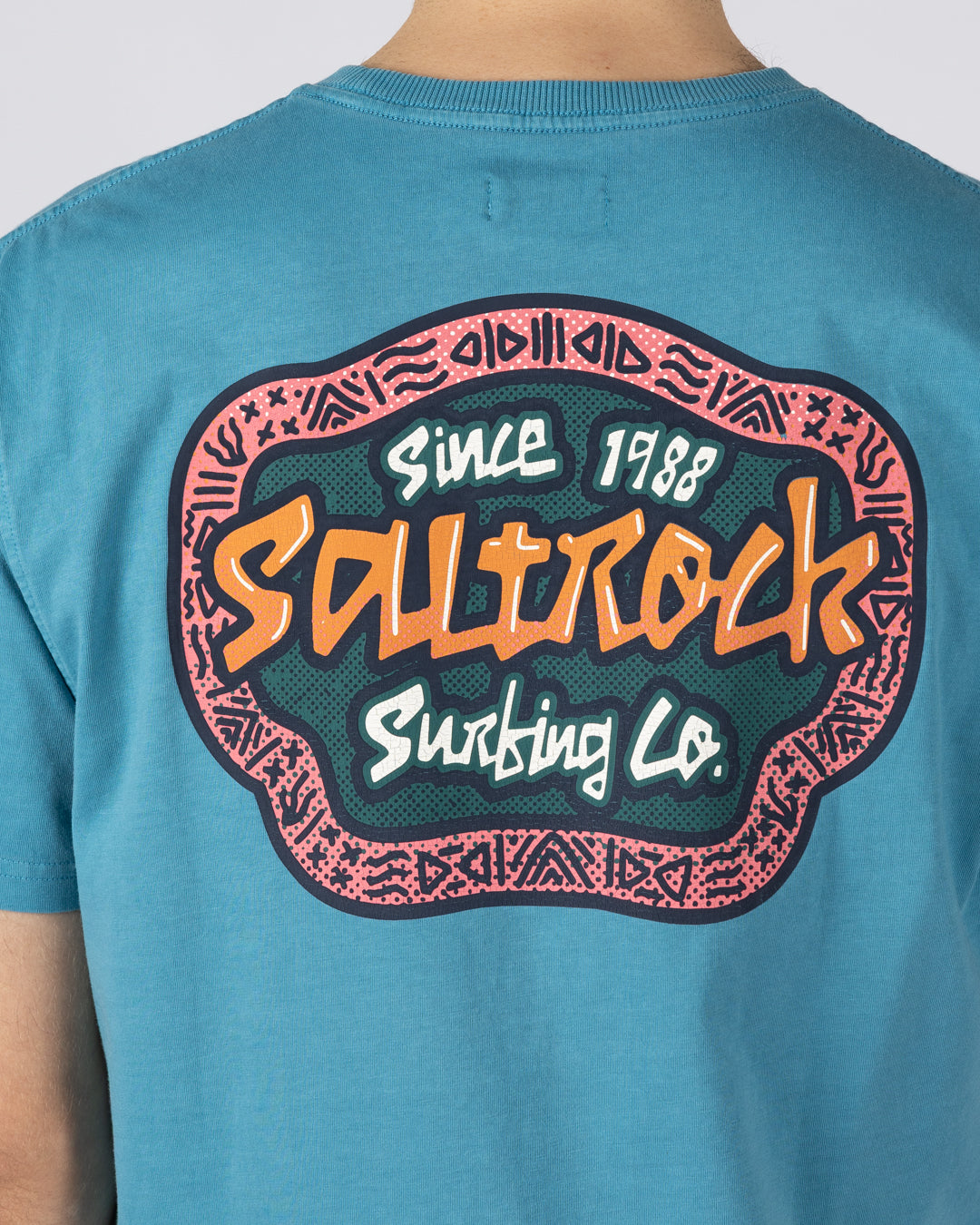Saltrock Tribal Frame - Mens Short Sleeve T-Shirt - Bright Blue