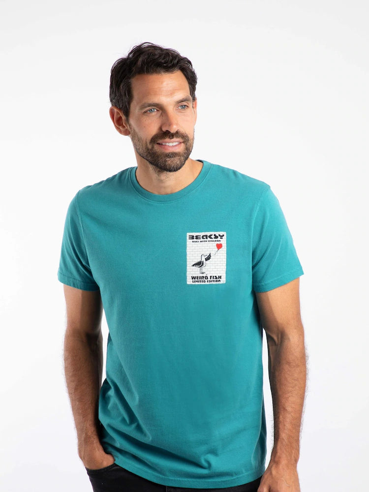 Weird Fish Beaksy Back Print Artist T-Shirt Deep Teal