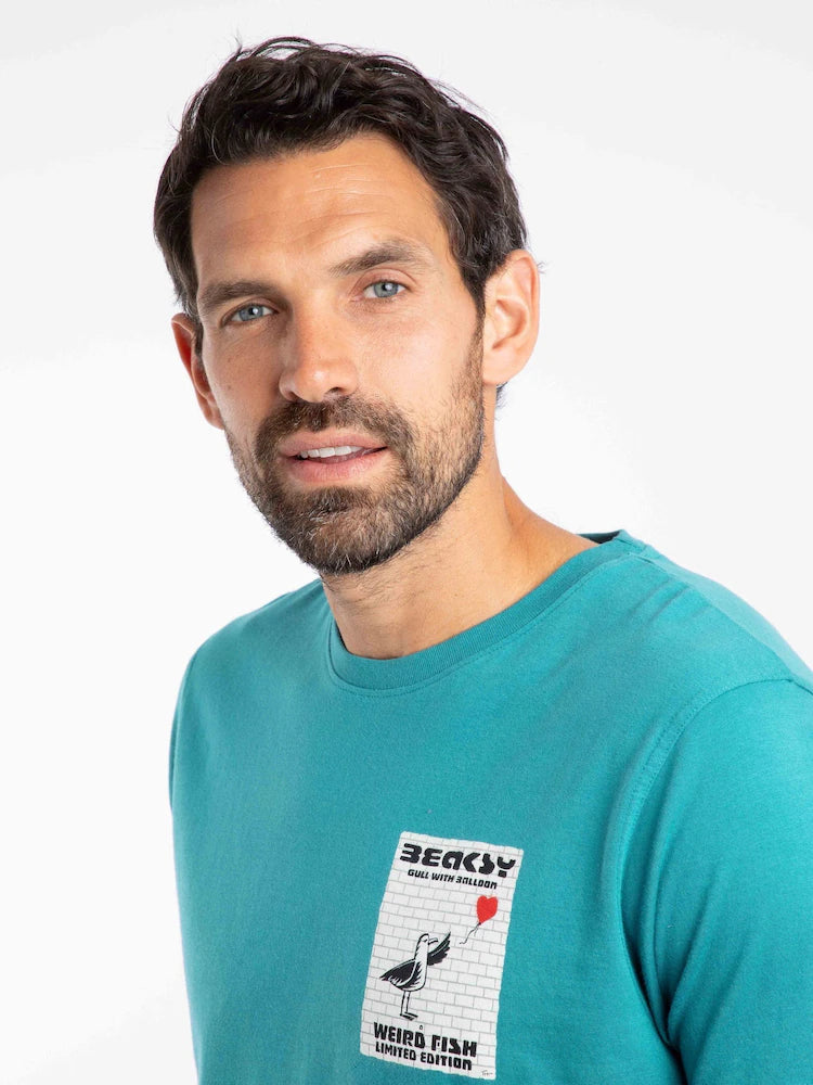 Weird Fish Beaksy Back Print Artist T-Shirt Deep Teal