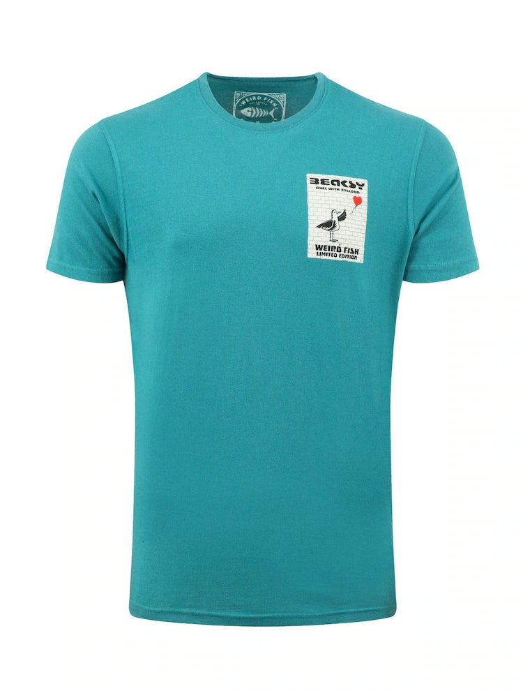 Weird Fish Beaksy Back Print Artist T-Shirt Deep Teal