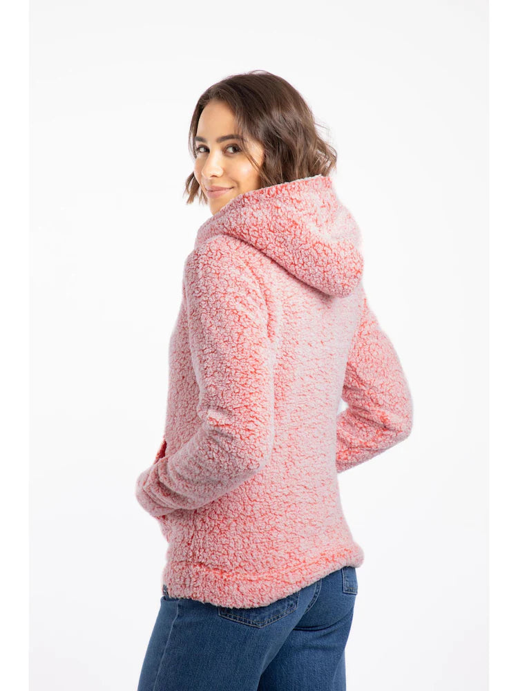 Weird Fish Yara Cosy Fleece Hoodie Hot Coral