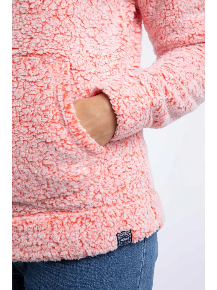 Weird Fish Yara Cosy Fleece Hoodie Hot Coral