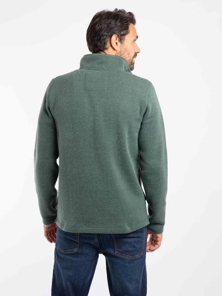 Weird Fish Stowe Recycled 1/4 Zip Soft Knit Fleece Ivy