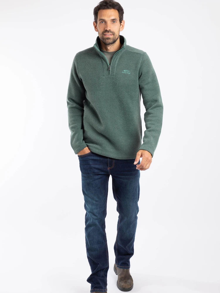 Weird Fish Stowe Recycled 1/4 Zip Soft Knit Fleece Ivy