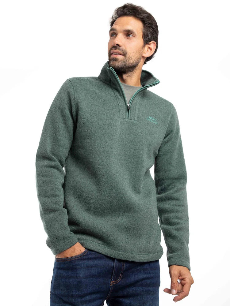 Weird Fish Stowe Recycled 1/4 Zip Soft Knit Fleece Ivy