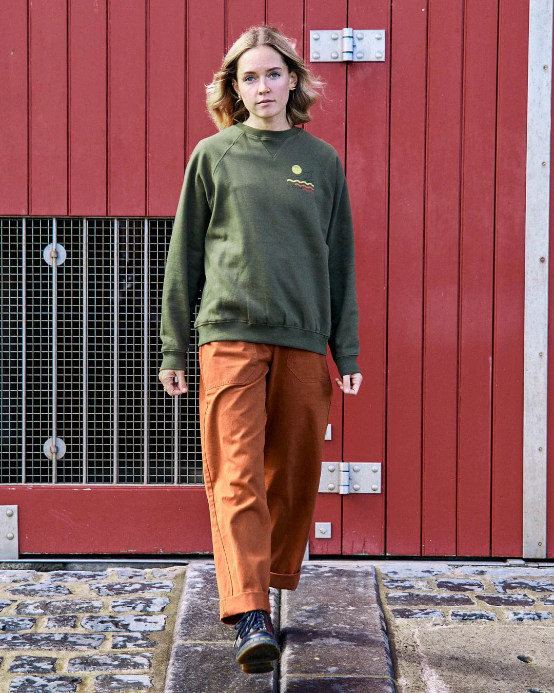 SALTROCK 'WINTER POSTER' WOMENS RECYCLED OVERSIZED SWEAT - GREEN