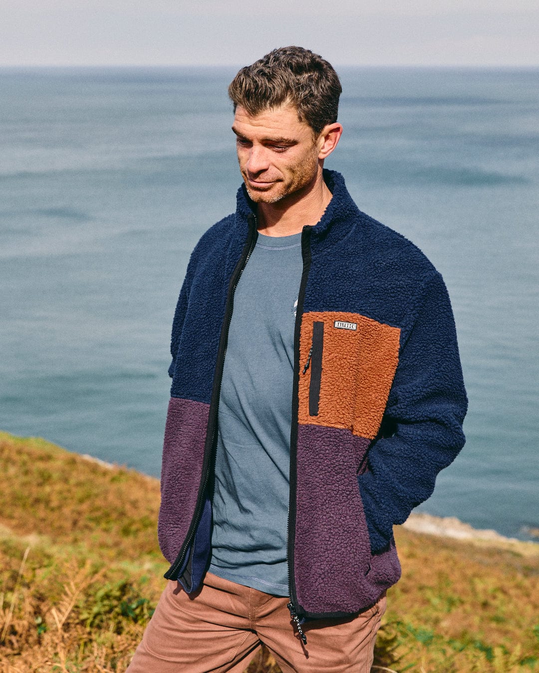 SALTROCK 'WYE' MENS ZIP BORG FLEECE - COLOURBLOCK