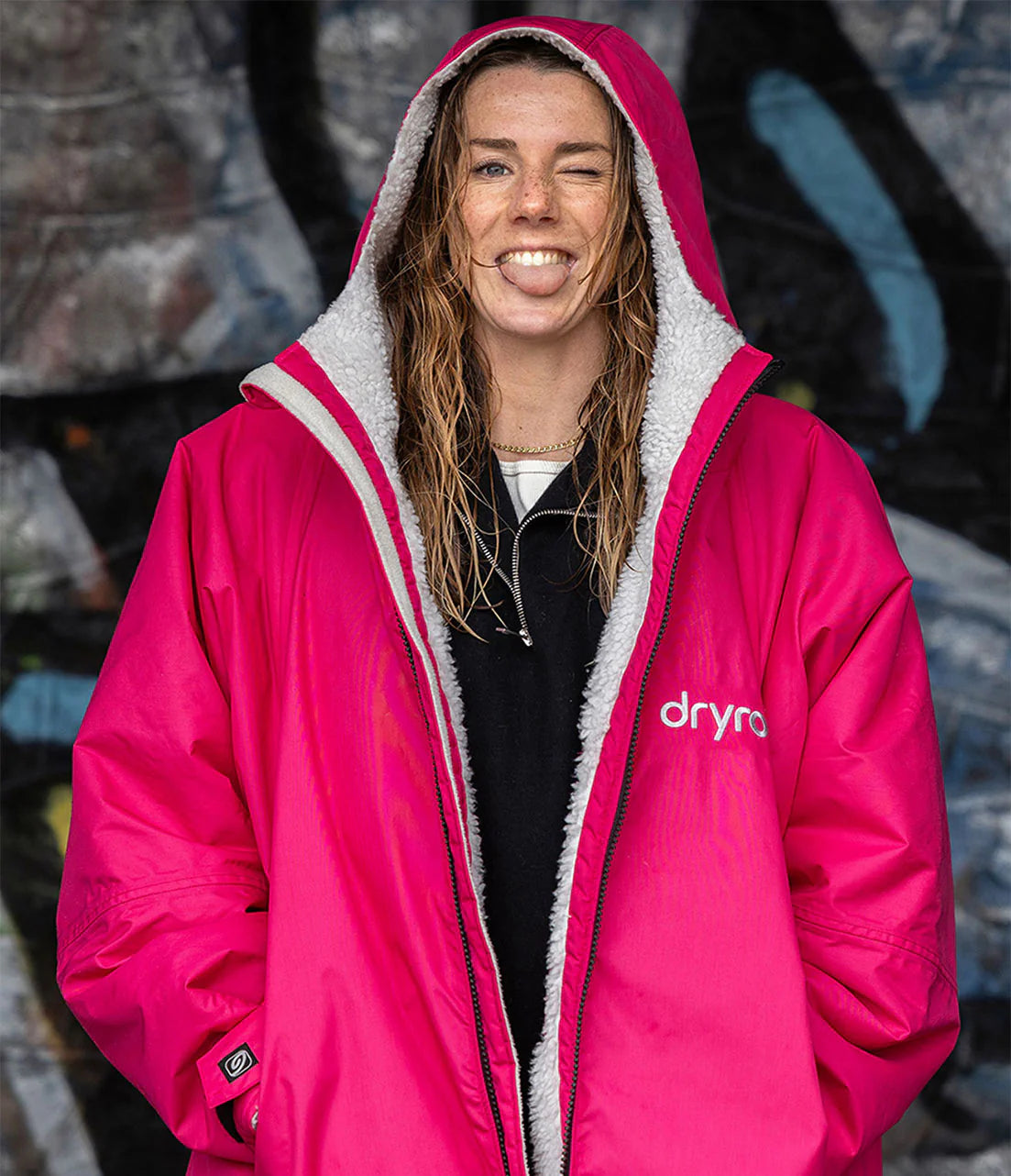 NEW dryrobe® ADVANCE LONG SLEEVE - PINK/LIGHT GREY