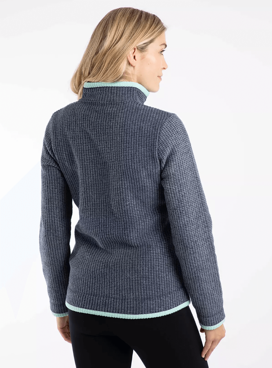 Weird Fish Ariana Eco Full Zip Grid Fleece - Rich Navy