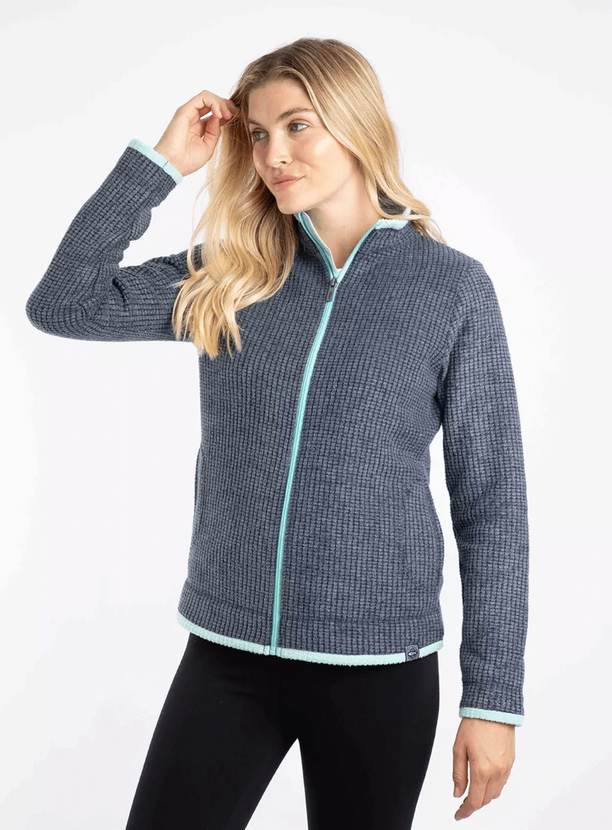 Weird Fish Ariana Eco Full Zip Grid Fleece - Rich Navy