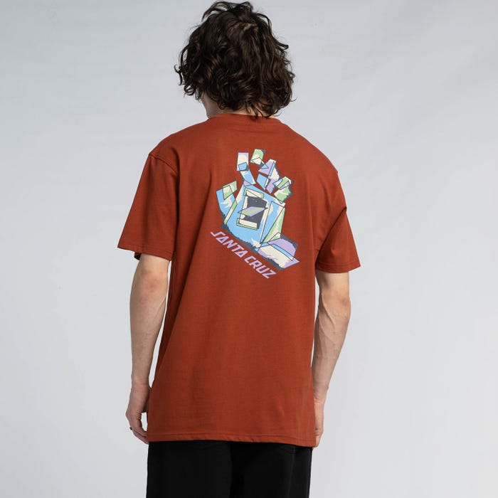 SANTA CRUZ SCREAMING SCRATCHED HAND T-SHIRT - BURNT SIENNA