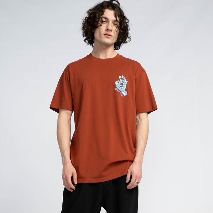 SANTA CRUZ SCREAMING SCRATCHED HAND T-SHIRT - BURNT SIENNA