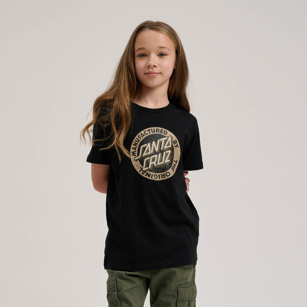 SANTA CRUZ YOUTH CARVED MFG T-SHIRT - BLACK
