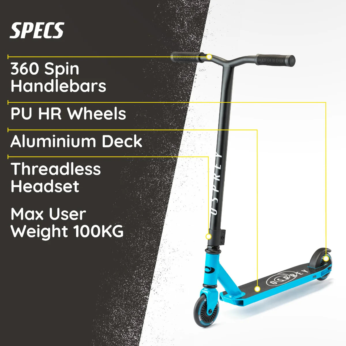 OSPREY 'BOMB' STUNT SCOOTER - BLUE