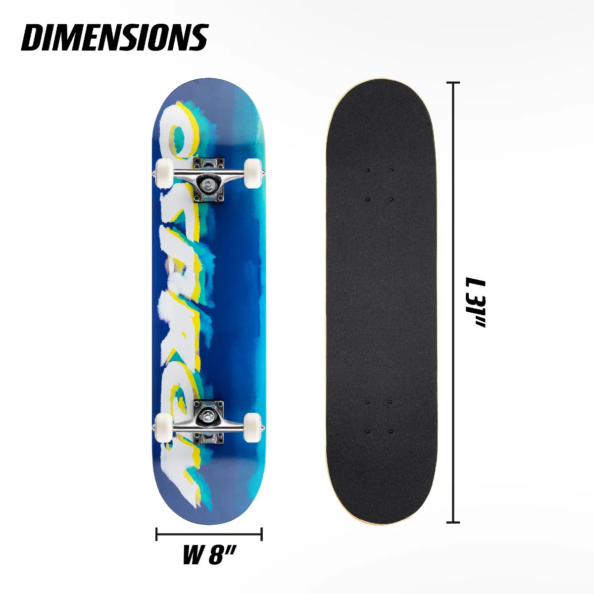 Osprey  8" x 31" Complete Double Kick Skateboard - Brush