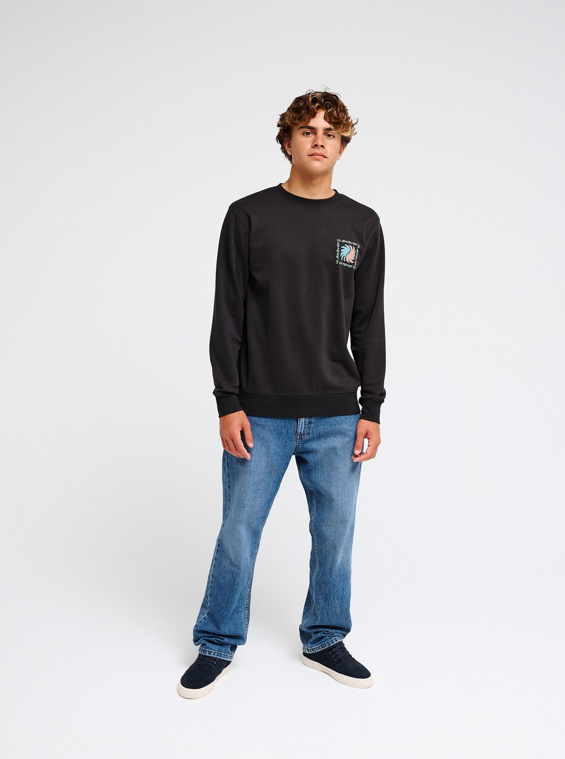 Quiksilver Vibes Men Black Crew Neck Sweatshirt