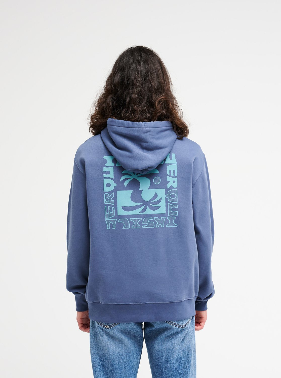 Quiksilver Salt Water Palm Rise Men Blue Hoodie
