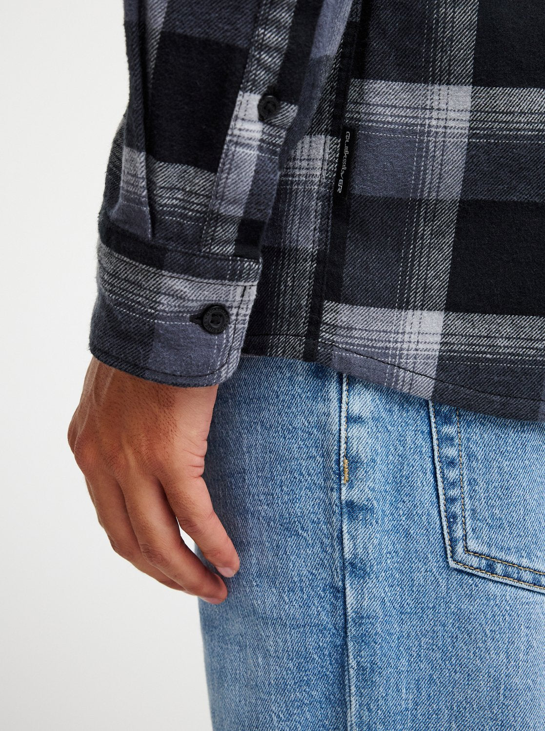 Quiksilver Motherfly Plaid Men Black Long Sleeve Shirt