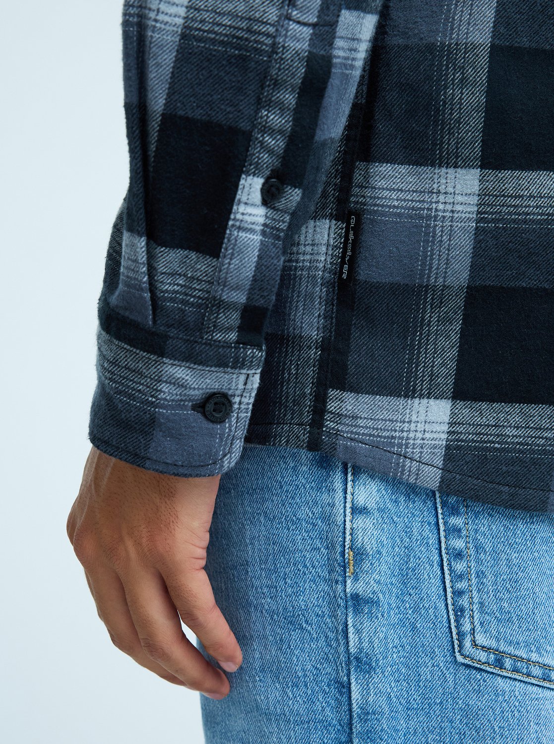 Quiksilver Motherfly Plaid Men Black Long Sleeve Shirt