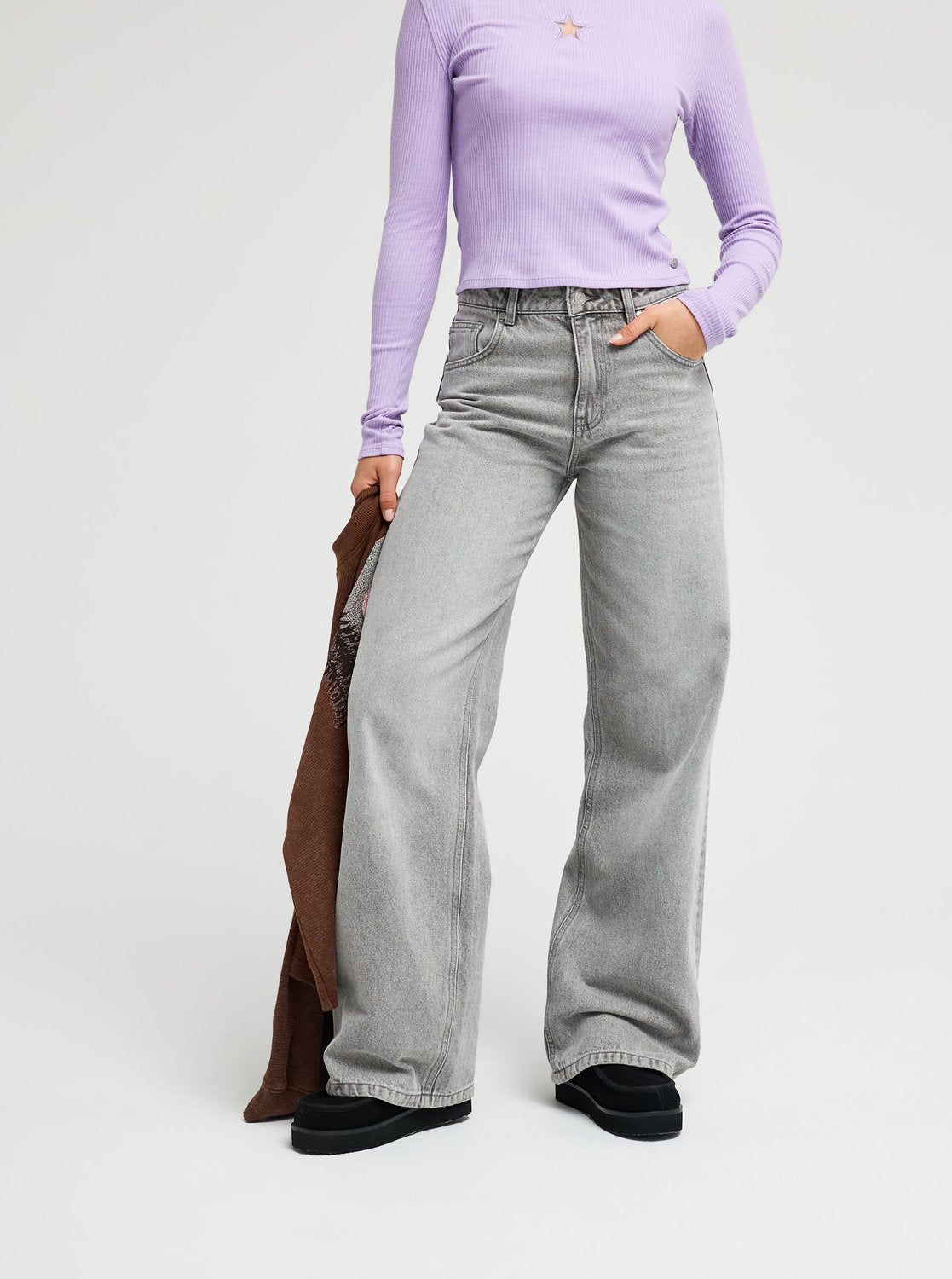 Roxy Surf Crush Women Grey Loose Denim Jeans