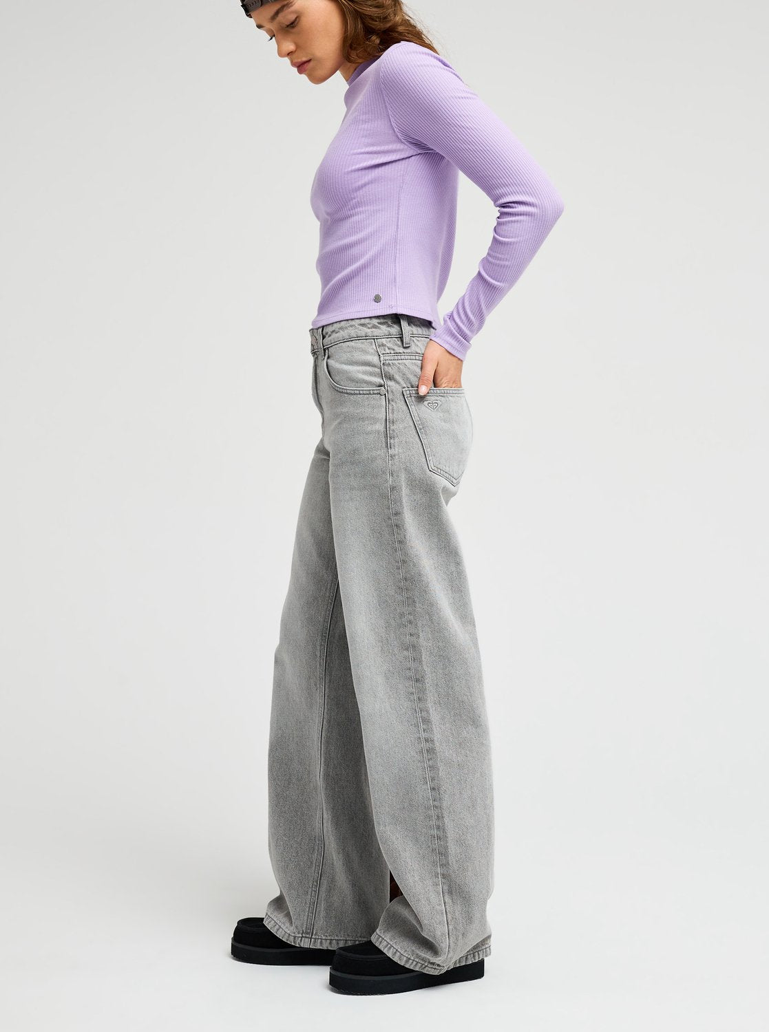 Roxy Surf Crush Women Grey Loose Denim Jeans