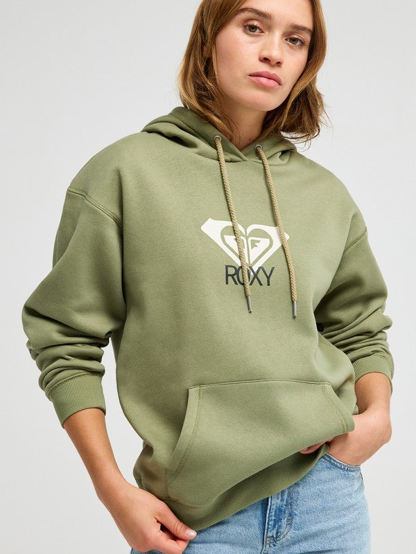Roxy Surf Stoked Brushed Art Women Green Hoodie