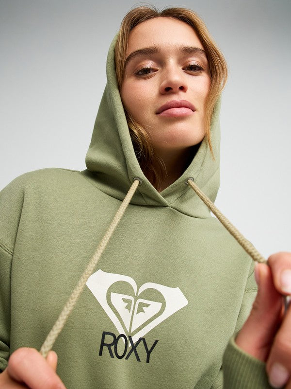 Roxy Surf Stoked Brushed Art Women Green Hoodie