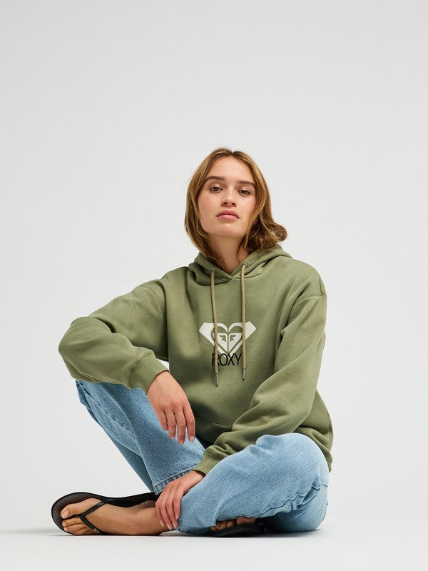 Roxy Surf Stoked Brushed Art Women Green Hoodie