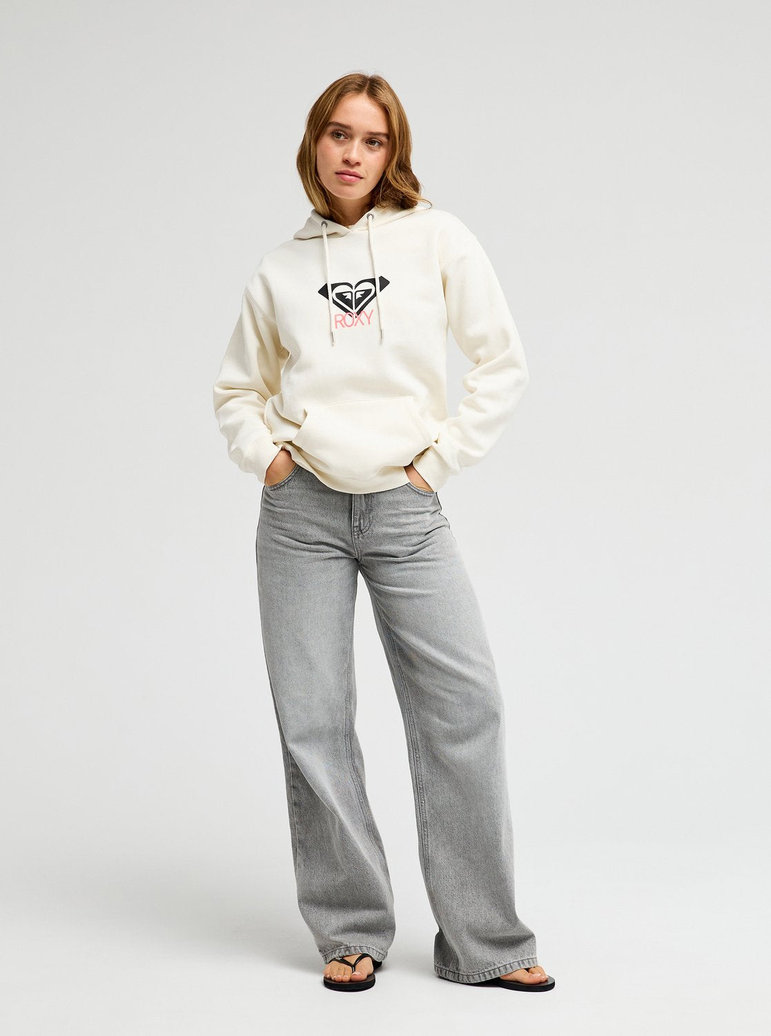 Roxy Surf Stoked Brushed Art Women White Hoodie