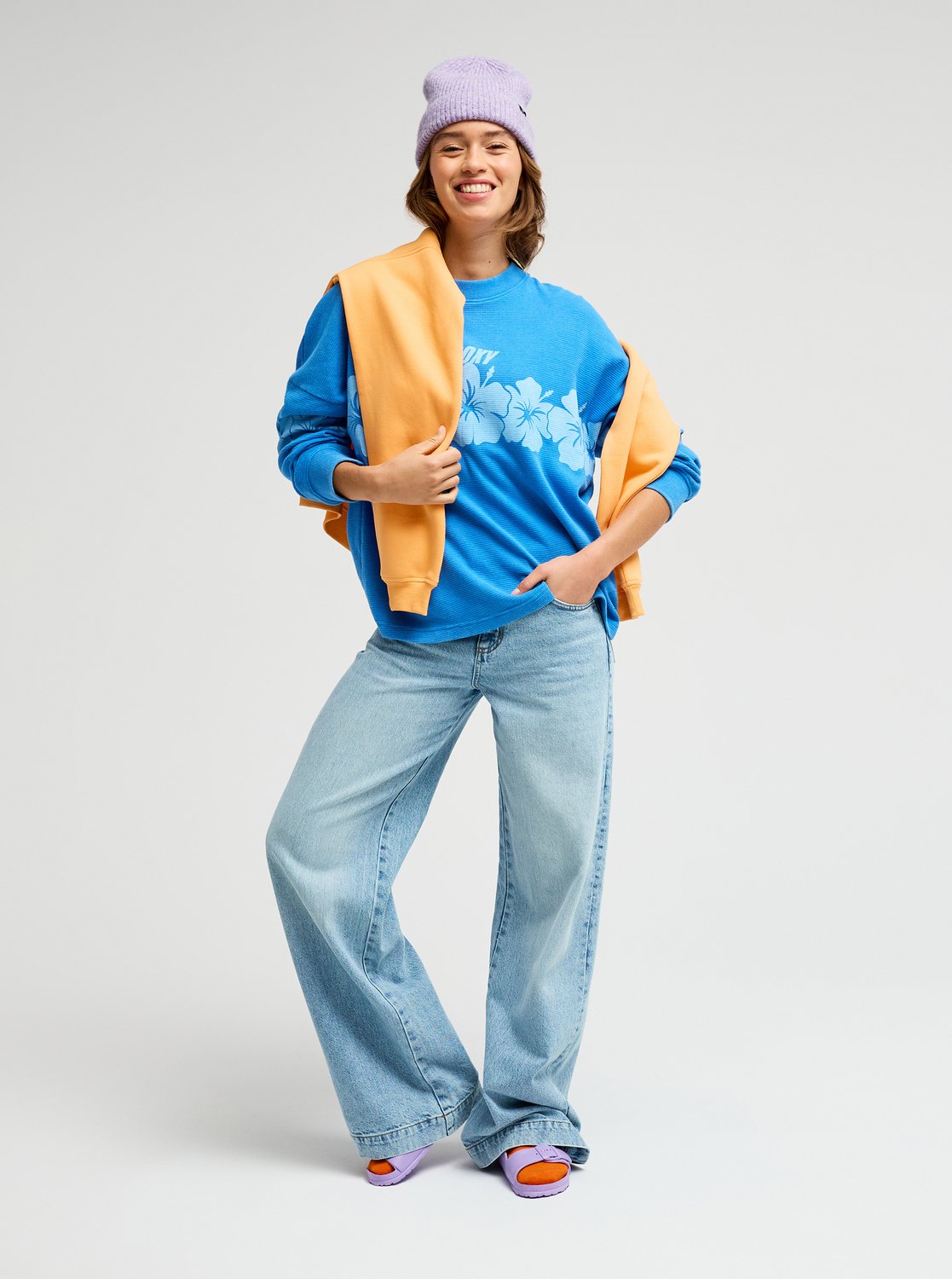 Roxy Eastside Midweight Women Blue Long Sleeves T-Shirt