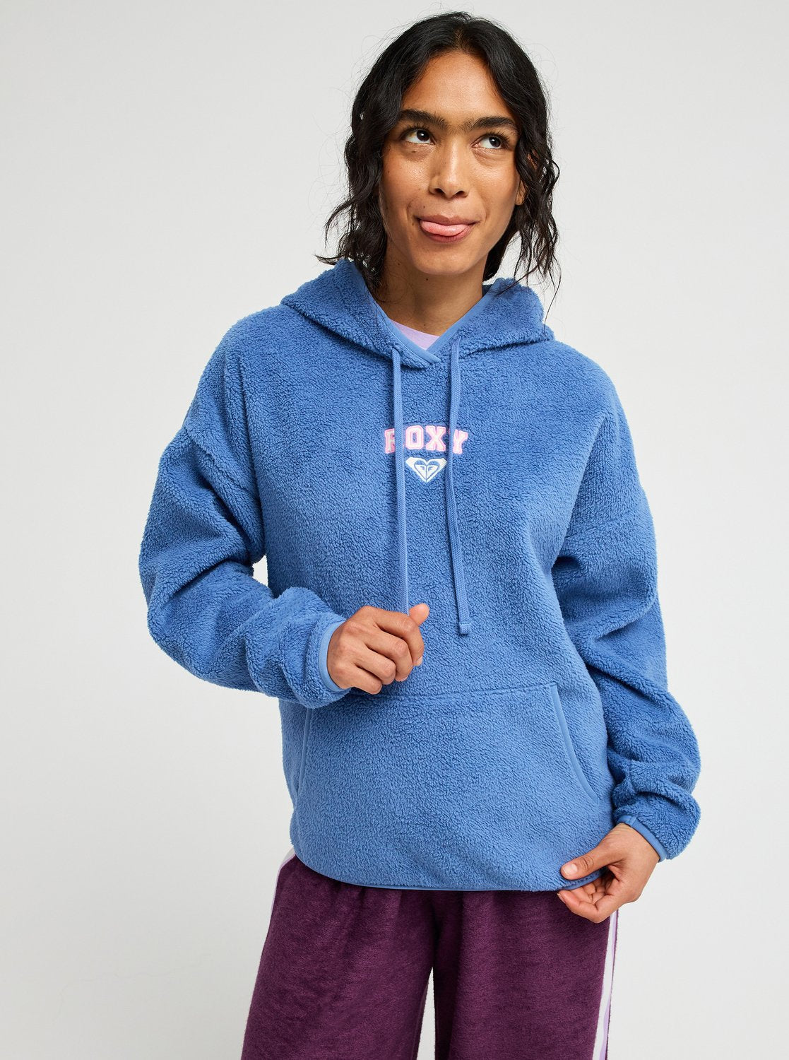 Roxy Cool Calling Women Blue Sherpa Hoodie
