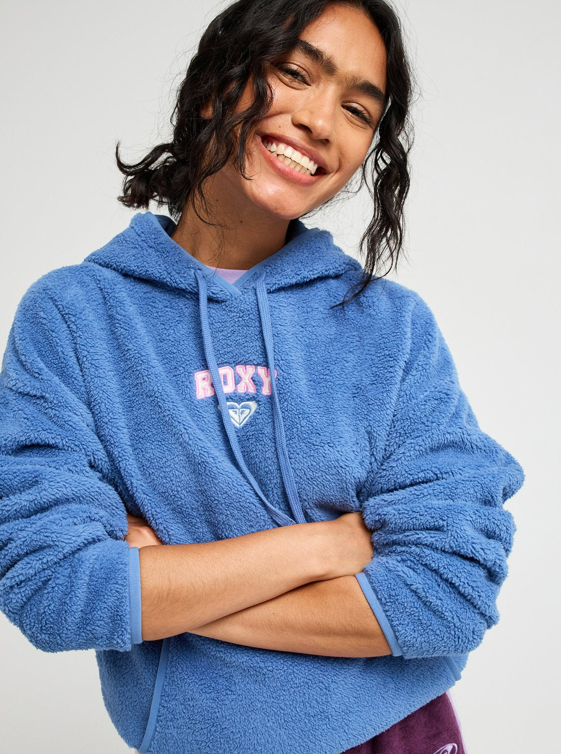 Roxy Cool Calling Women Blue Sherpa Hoodie