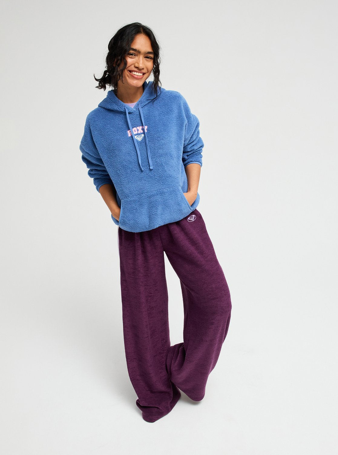 Roxy Cool Calling Women Blue Sherpa Hoodie