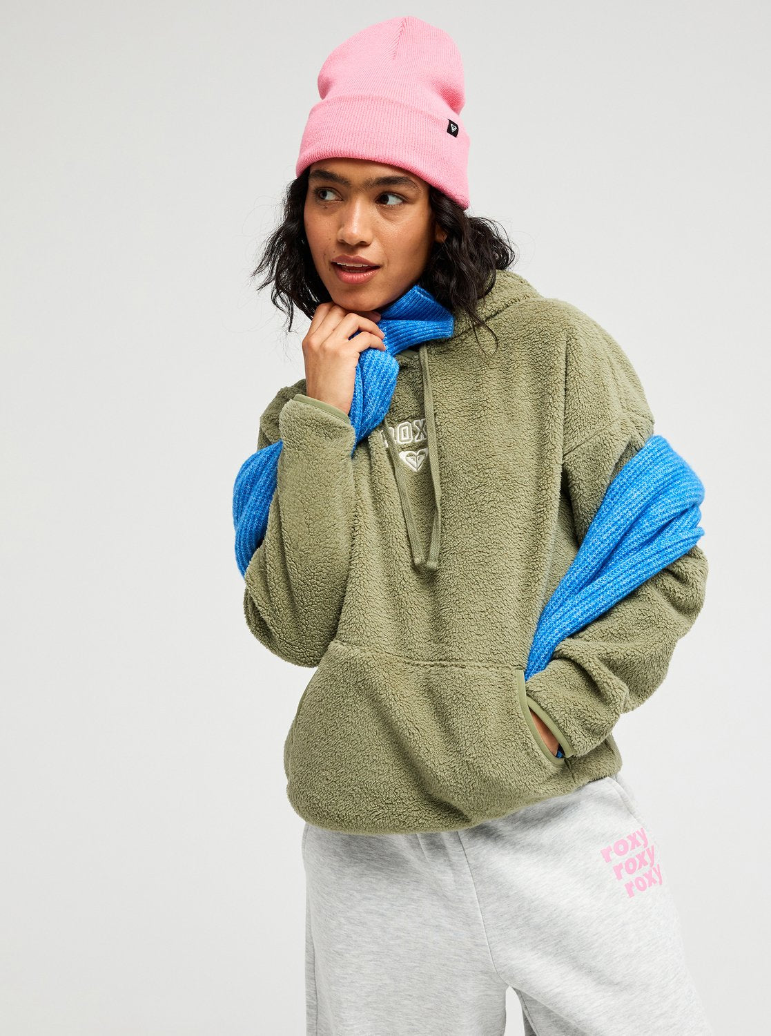 Roxy Cool Calling Women Green Sherpa Hoodie