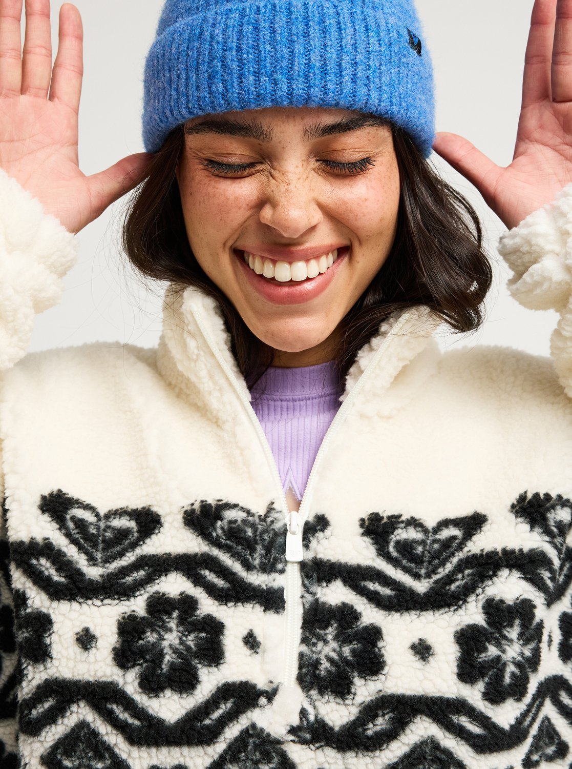 Roxy Treasure Soul Women White Half Zip Polar Pullover