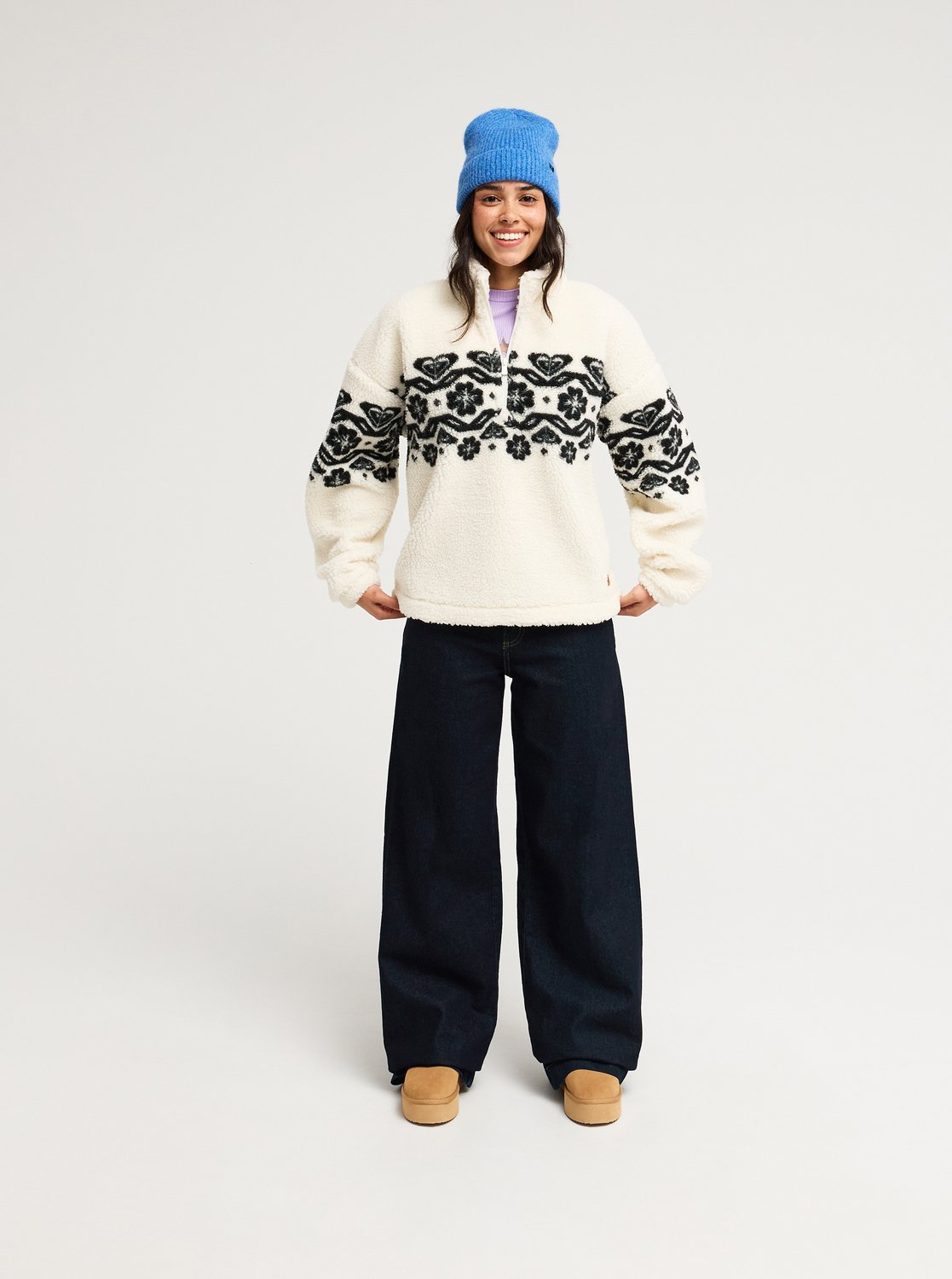 Roxy Treasure Soul Women White Half Zip Polar Pullover