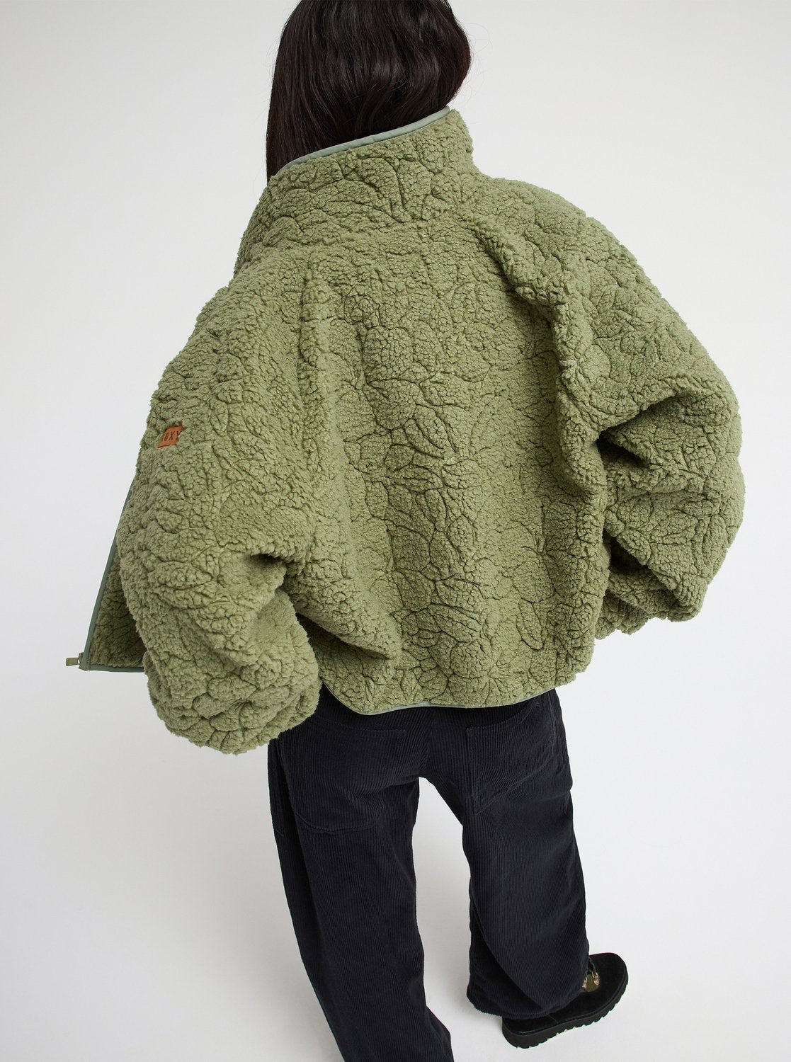 Roxy Blurry Cloud Women Green Full Zip Relaxed Fleece