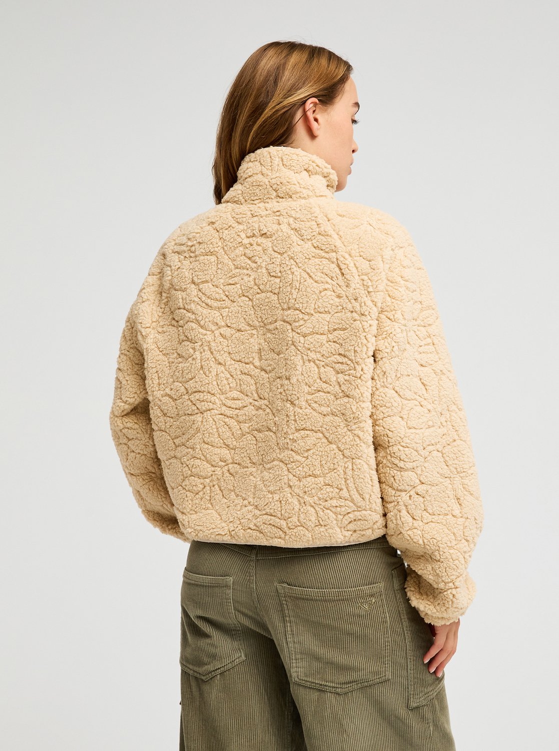 Roxy Blurry Cloud Women Beige Full Zip Relaxed Fleece
