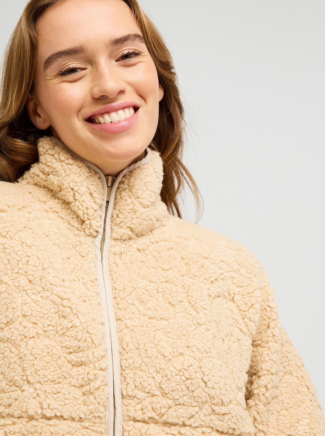 Roxy Blurry Cloud Women Beige Full Zip Relaxed Fleece