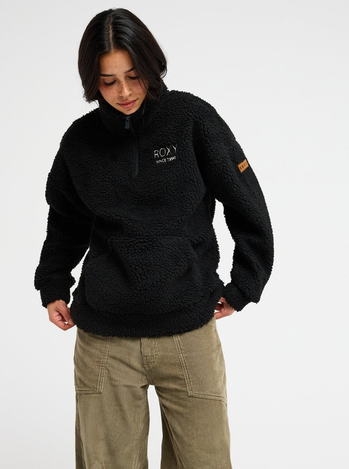 Roxy Live Out Loud Art Women Black Half Zip Fleece