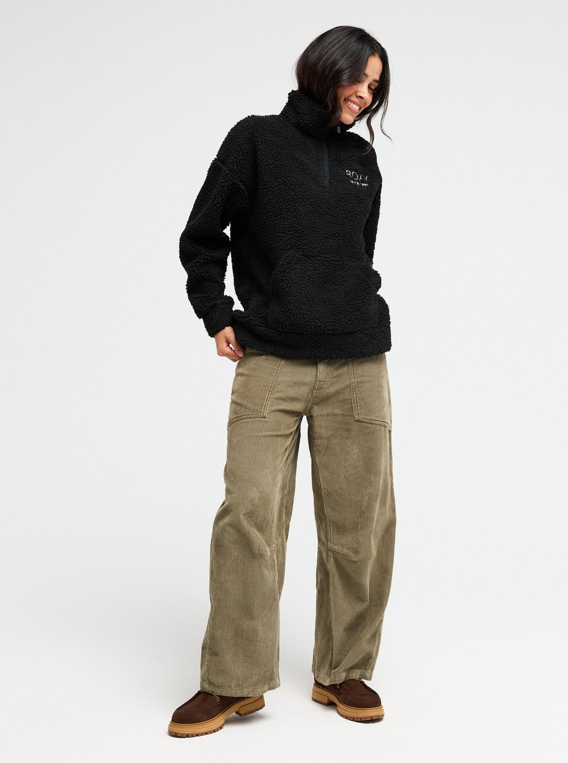 Roxy Live Out Loud Art Women Black Half Zip Fleece