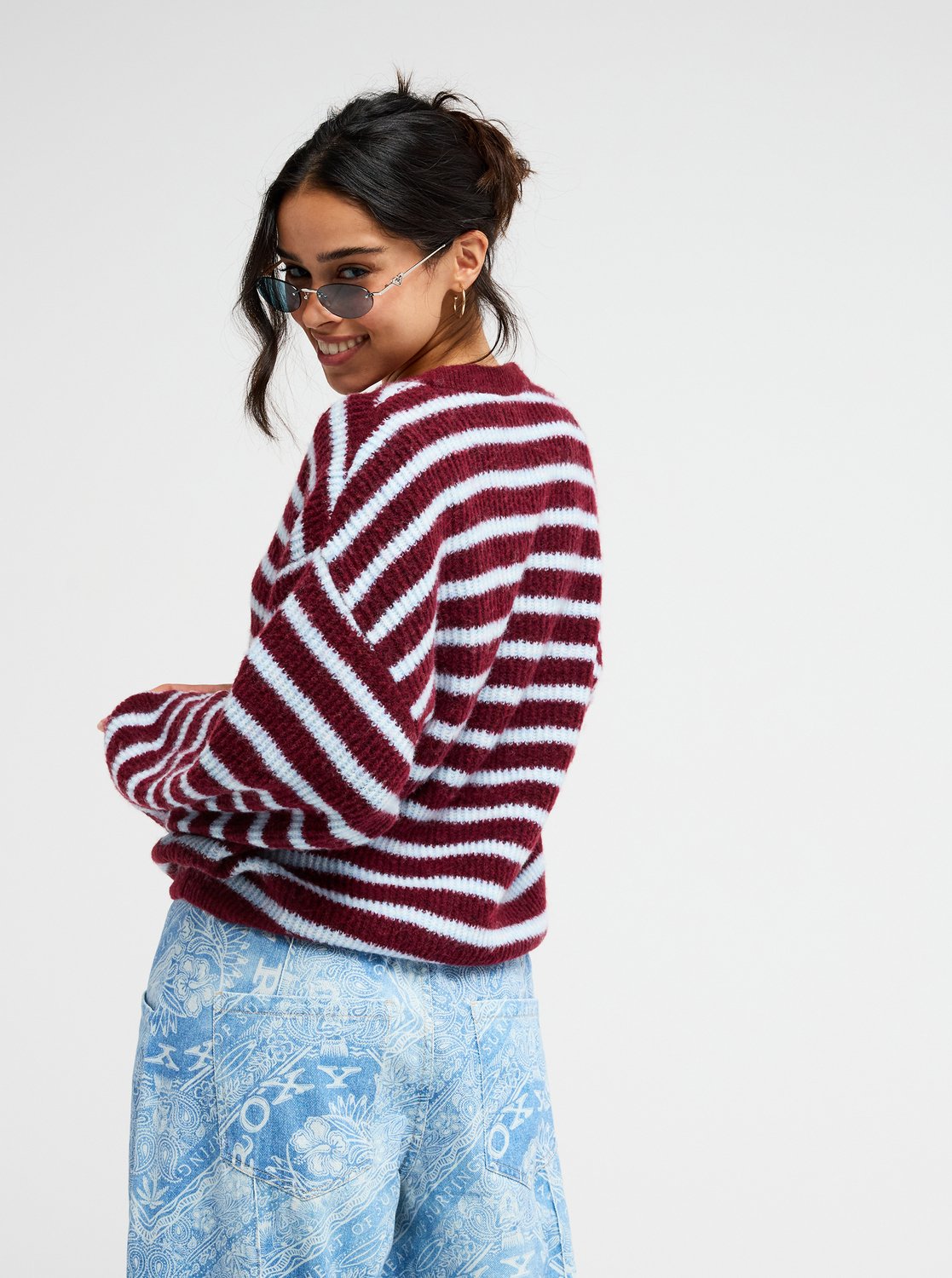 Roxy Deep As The Ocean Stripes Women Red Cardigan