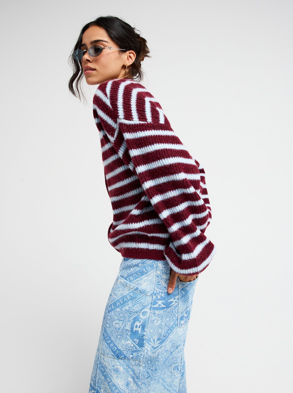 Roxy Deep As The Ocean Stripes Women Red Cardigan