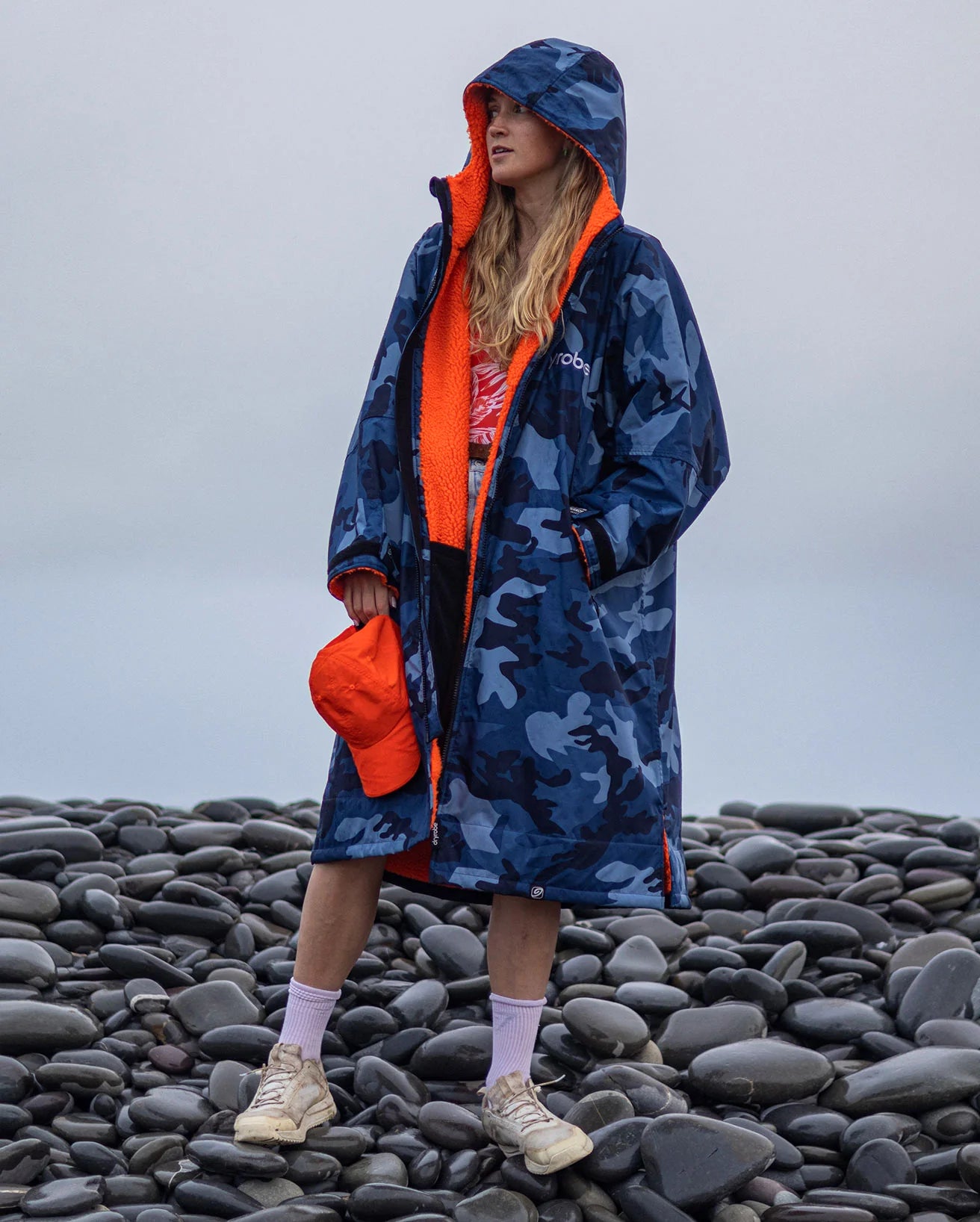 NEW dryrobe® ADVANCE LONG SLEEVE - BLUE CAMO/ORANGE