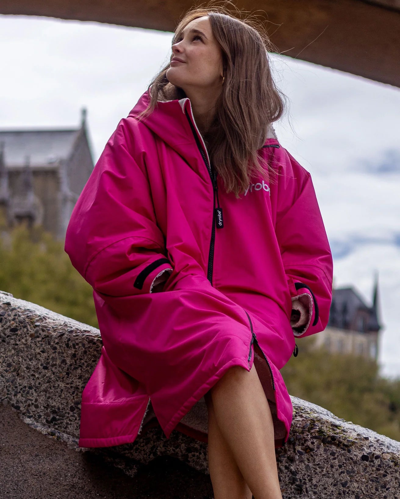 NEW dryrobe® ADVANCE LONG SLEEVE - PINK/LIGHT GREY